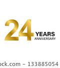 24 years anniversary gold icon vector for graphic design, logo, website, social media, mobile app, UI illustration 133885054