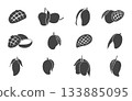 Mango silhouette set in white background, Mango fruit vector, Mango svg, Mango drawing, Mango icon. 133885095