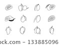 Mango outline in white background, Mango fruit vector, Mango svg, Mango outline hand drawing, Mango icon, Mango outline. 133885096