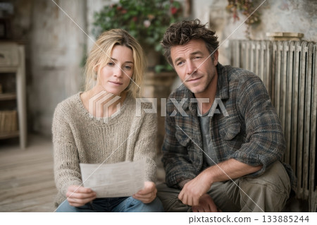A Lovely Couple Enjoying a Cozy Reading Session Together in a Warm and Inviting Atmosphere A Lovely Couple Enjoying a Cozy Reading Session Together in a Warm and Inviting Atmosphere 133885244