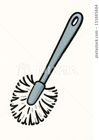 Cute toilet cleaning icon illustration depicting a single brush 133885684