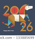 Modern and chic 2026 (geometric horse) Japanese-style navy New Year's card for Instagram Modern and chic 2026 (geometric horse) Japanese-style navy New Year's card for Instagram 133885699