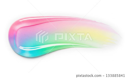 AI-generated texture of iridescent, transparent lip gloss or cosmetic gel AI-generated texture of iridescent, transparent lip gloss or cosmetic gel 133885841