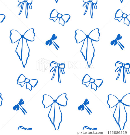 Cute blue bows seamless pattern. 133886219