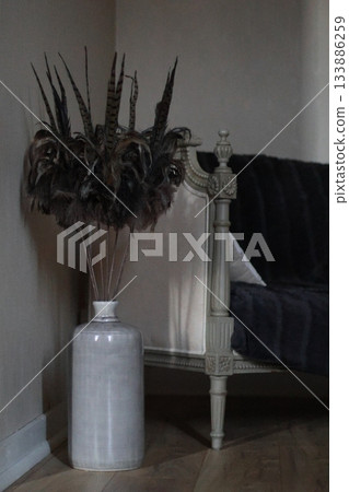 Beautiful interior vase with flowers. 133886259