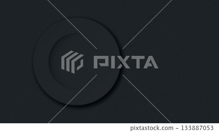 Top view of empty black dish placed on cement texture background 133887053