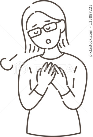 Illustration of a relieved woman in her 40s (line drawing only) Illustration of a relieved woman in her 40s (line drawing only) 133887223
