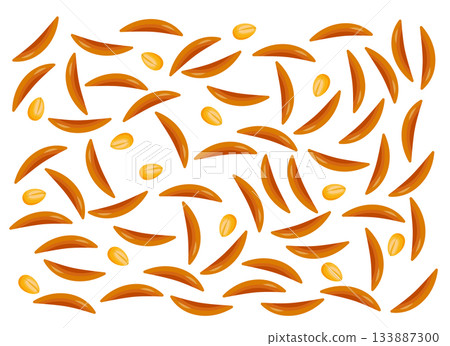 Persimmon seeds and peanuts illustration 133887300