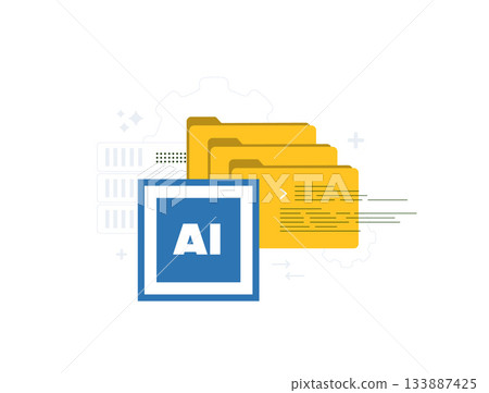 Synthetic data generation pipeline fuels AI models with realistic fakes. Synthetic data pipeline training workflows for privacy-safe machine learning in 2026 tech trends. Vector illustration 133887425