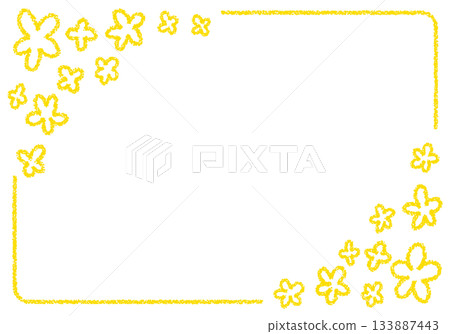Hand-drawn crayon material background floral frame 133887443