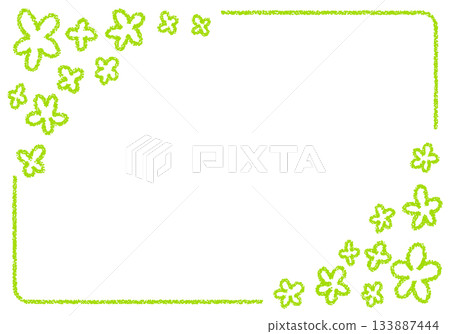 Hand-drawn crayon material background floral frame 133887444
