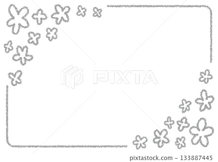 Hand-drawn crayon material background floral frame 133887445