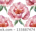 Watercolor peony flower seamless art wallpaper 133887474