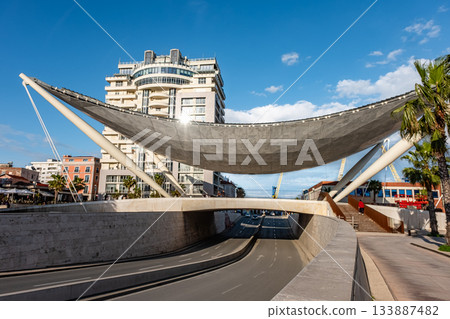 Downtown Durres with Modern Architectural Structure The convex dome also known as a Venetian Sail. 133887482