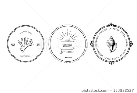 Simple hand-drawn frames and logos 133888527