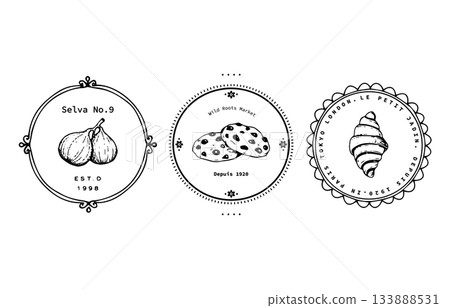 Simple hand-drawn frames and logos Simple hand-drawn frames and logos 133888531
