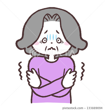 一位感到不安的老婦人的插圖 133889094