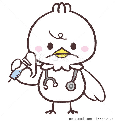 一隻白鳥悶悶不樂地接受注射的插圖 133889098