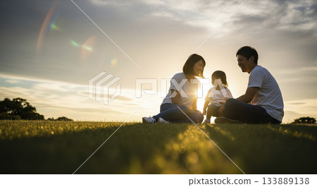 Family playing on the grass in the park 133889138