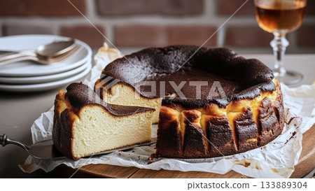 與普通起司蛋糕不同，巴斯克起司蛋糕是一次性烤製完成的，直到表面完全變成黑色。 133889304