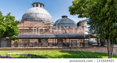 Karatay Madrasa Museum, a historic building with distinctive domes in Konya, Turkey Karatay Madrasa Museum, a historic building with distinctive domes in Konya, Turkey 133889485