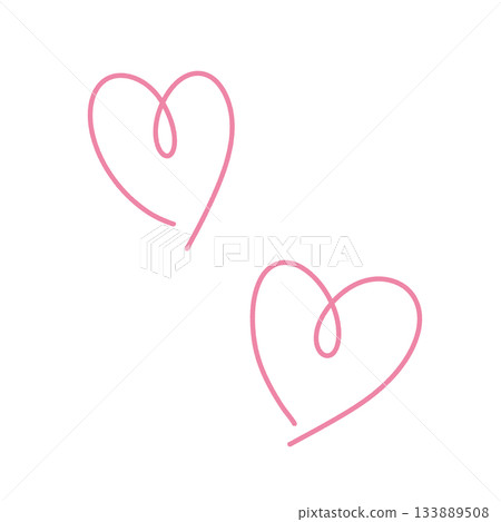 粉紅色的手繪愛心圖案，像塗鴉一樣 133889508