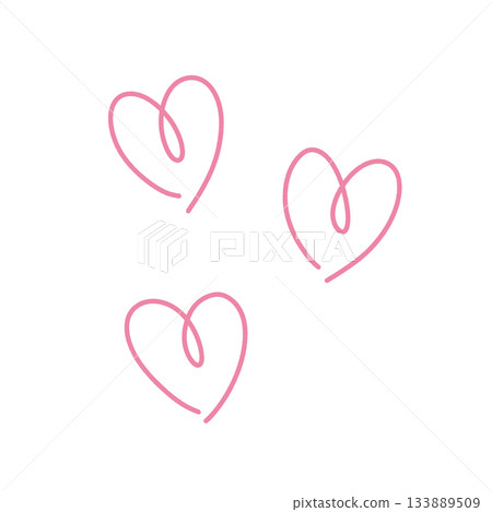Roughly hand-drawn heart illustration in pink, like a doodle Roughly hand-drawn heart illustration in pink, like a doodle 133889509