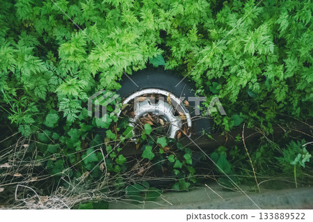 Old tires illegally dumped in the grass Old tires illegally dumped in the grass 133889522