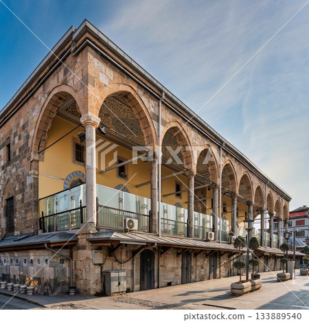 Kapi Mosque, an Ottoman-era landmark featuring an arched portico and columns in Konya, Turkey Kapi Mosque, an Ottoman-era landmark featuring an arched portico and columns in Konya, Turkey 133889540