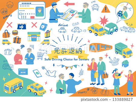 Elderly people returning their driver's licenses 133889827