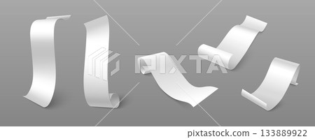 Long paper bill mockup in 3D realistic style Long paper bill mockup in 3D realistic style 133889922
