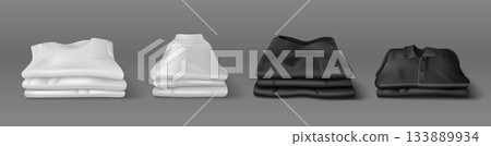 3D stacks of black and white clothes 133889934