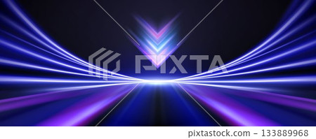 Neon high speed lines and forward arrow sign Neon high speed lines and forward arrow sign 133889968
