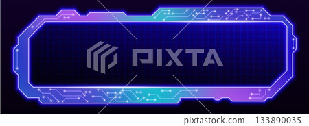 Tech HUD grid frame with futuristic UI interface 133890035