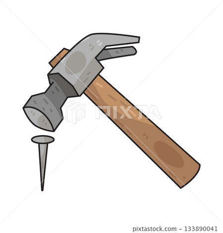 illustration of Hammer and Nail 133890041