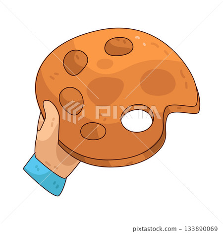 illustration of Hand Holding Palette illustration of Hand Holding Palette 133890069