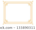 Gold asian Korean traditional frames, line borders with knot corners ornament. Decoration border, divider for banner, certificate. 133890311