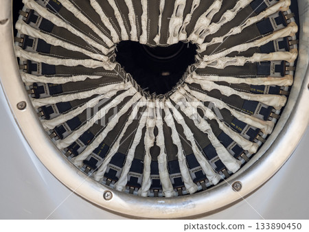 Detailed view of turboprop engine exhaust assembly Detailed view of turboprop engine exhaust assembly 133890450