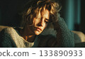 Young woman contemplating, experiencing sadness and loneliness 133890933