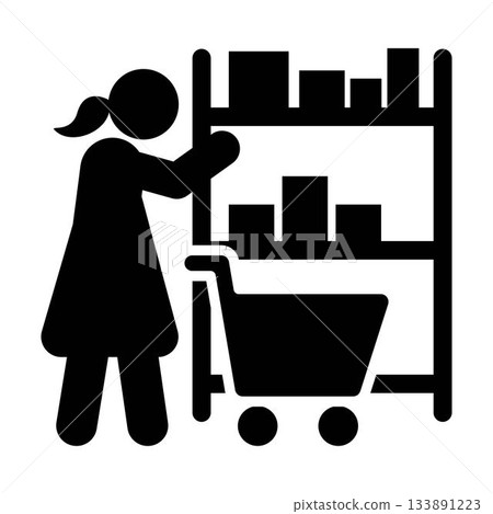 Shopping icon pictogram customer browsing at shop glyph vector illustration Shopping icon pictogram customer browsing at shop glyph vector illustration 133891223