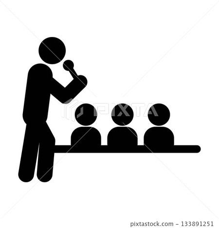 Public speaker icon, person speech and communication symbol in pictogram illustration 133891251