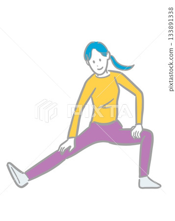 一個女人伸展的插圖 133891338