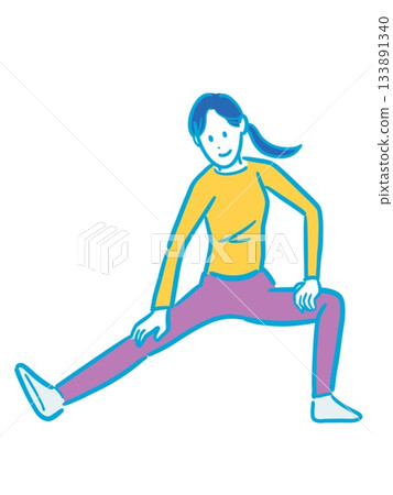 一個女人伸展的插圖 133891340