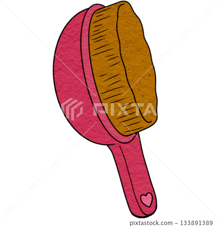 Pink hairbrush with pink hair strand 133891389