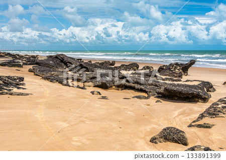 Canoa Quebrada Beach at Aracati in Ceara Brazil. Bay Coastline. Coast Travel. Vacations Landscape Canoa Quebrada Beach at Aracati in Ceara Brazil. Bay Coastline. Coast Travel. Vacations Landscape 133891399