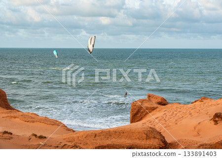 The rock formations at Canoa Quebrada Beach at Canoa Quebrada, state of Ceara, Brazil The rock formations at Canoa Quebrada Beach at Canoa Quebrada, state of Ceara, Brazil 133891403
