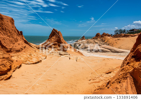 The rock formations at Canoa Quebrada Beach at Canoa Quebrada, state of Ceara, Brazil The rock formations at Canoa Quebrada Beach at Canoa Quebrada, state of Ceara, Brazil 133891406