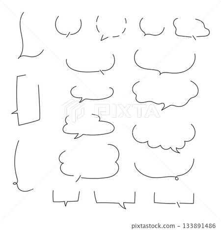 Simple and relaxed speech bubble set [Line only] 133891486