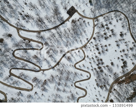 Snow scene seen from the sky 133891499
