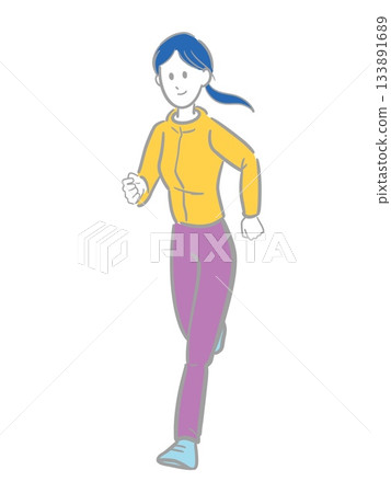 Illustration of a young woman running 133891689